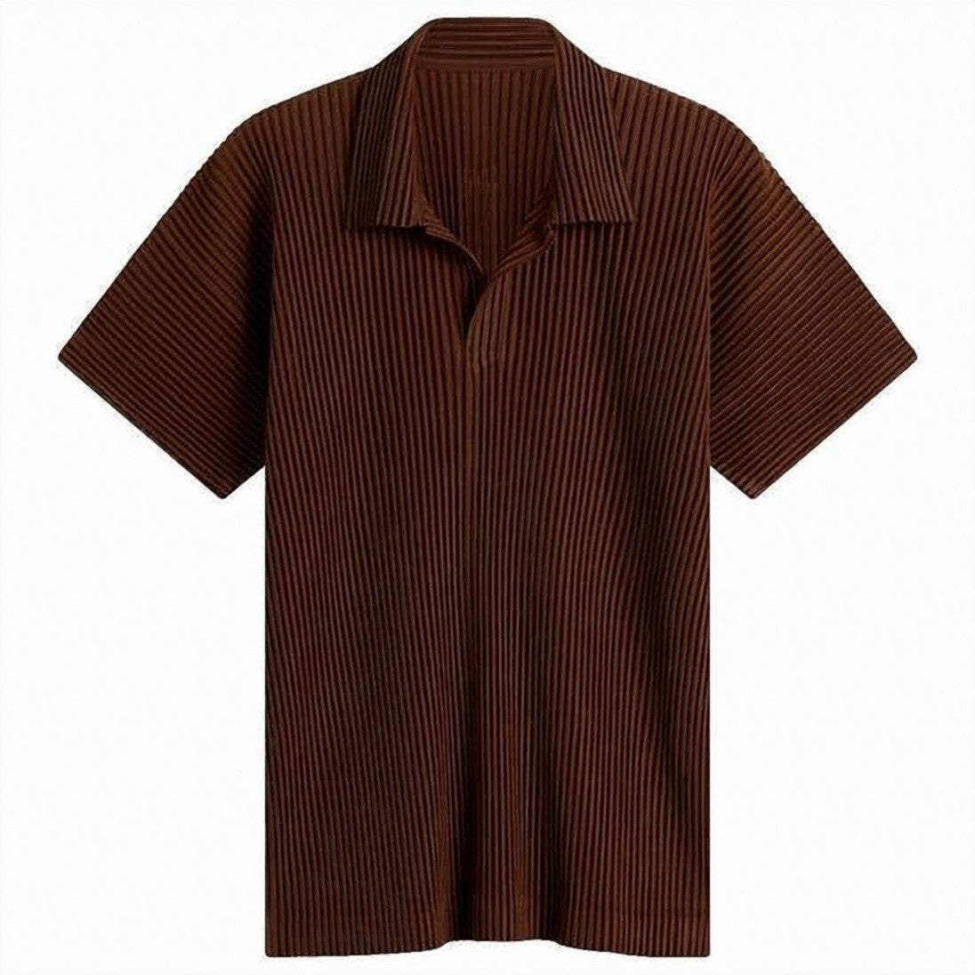 Homme Plissé Issey Miyake Fine Vertical Pleated Short-Sleeve Shirt