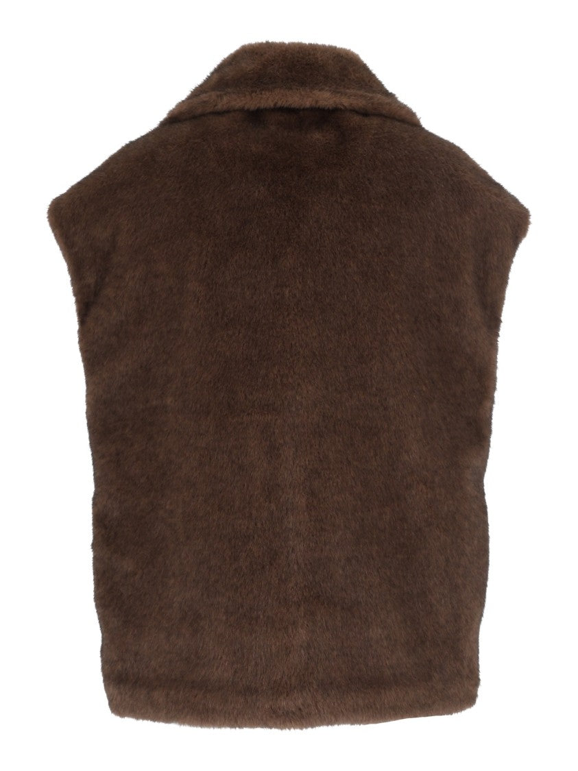 Mc2 Saint Barth Hesketh Dark Brown Faux Shearling Gilet
