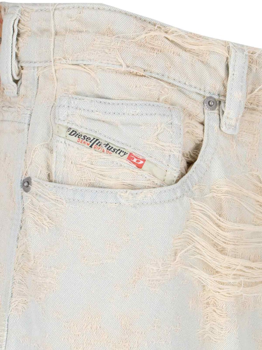 Diesel Wide-Leg Low-Rise Jeans With Frayed Layered Design