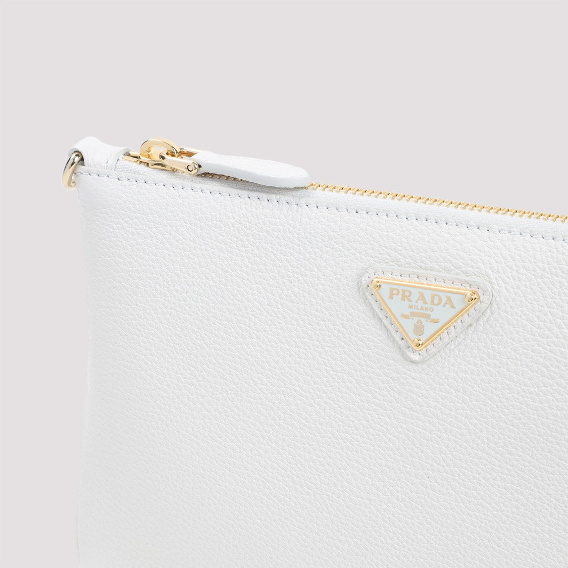 Prada Textured Calf Leather Clutch With Zip Closure