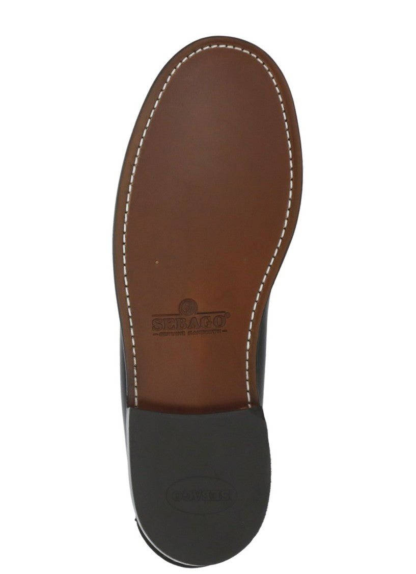 Sebago Black Patent Leather Classic Stitching Penny Loafers