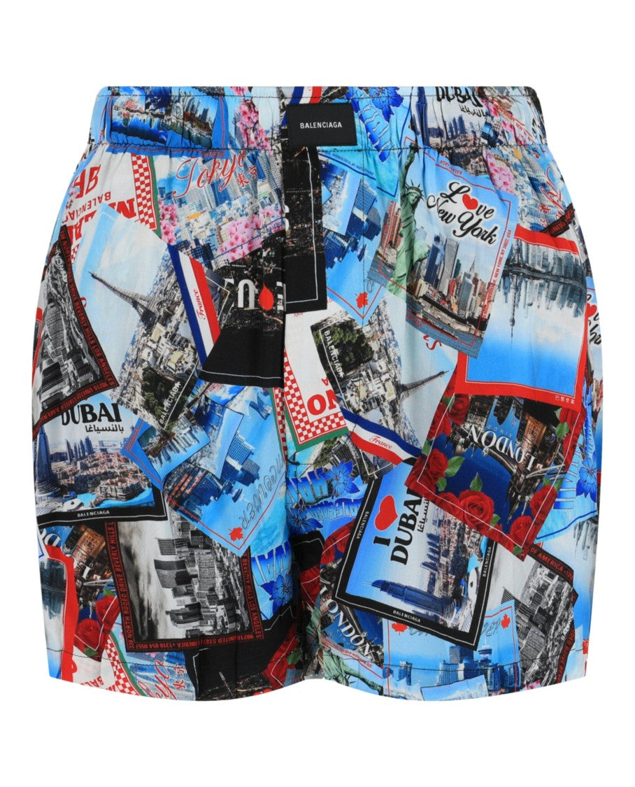 Balenciaga Mixed Scraves Silk Crepe Pyjama Shorts