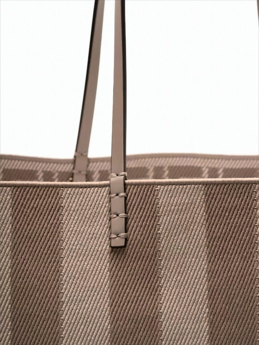 Fendi Vertical Stripe Structured Tote Bag With Monogram Lining