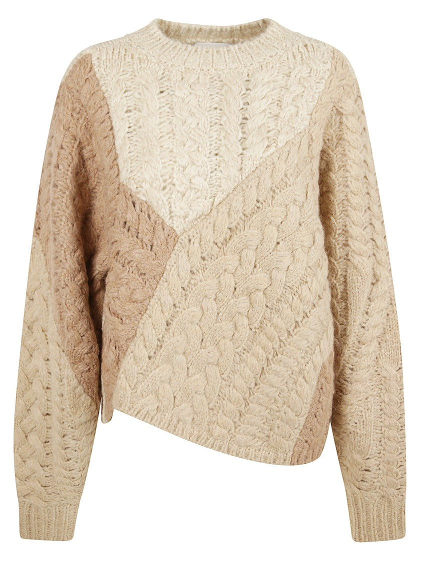 Isabel Marant Asymmetric Hem Patchwork Knit Sweater