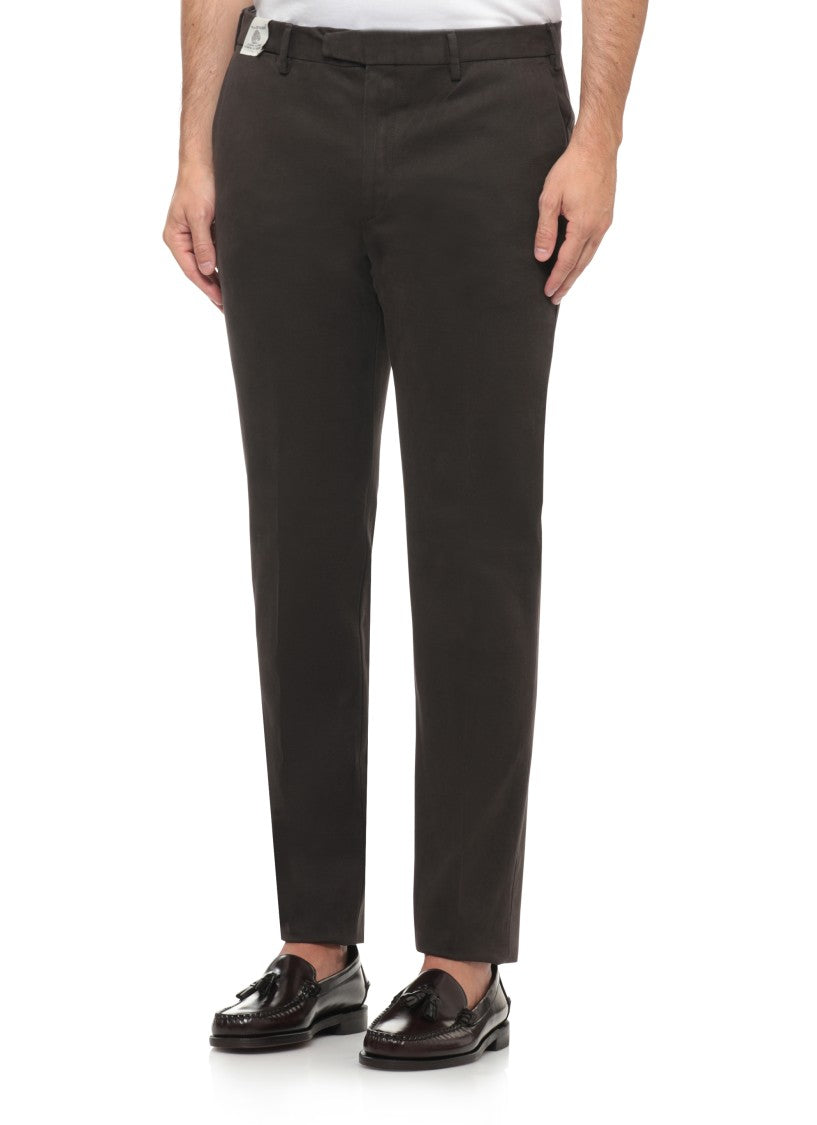 Devore Brown Cotton Straight-Leg Pants