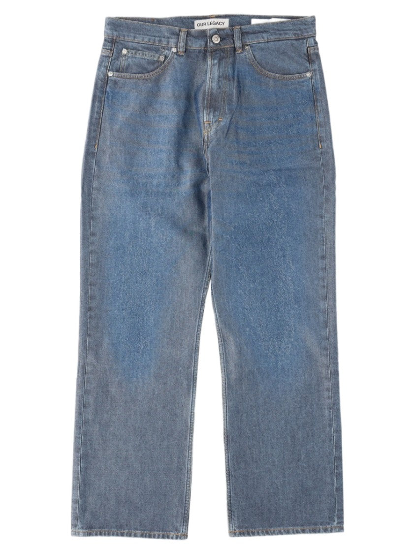 Our Legacy Medium Blue Wash Straight-Leg Cotton-Blend Jeans