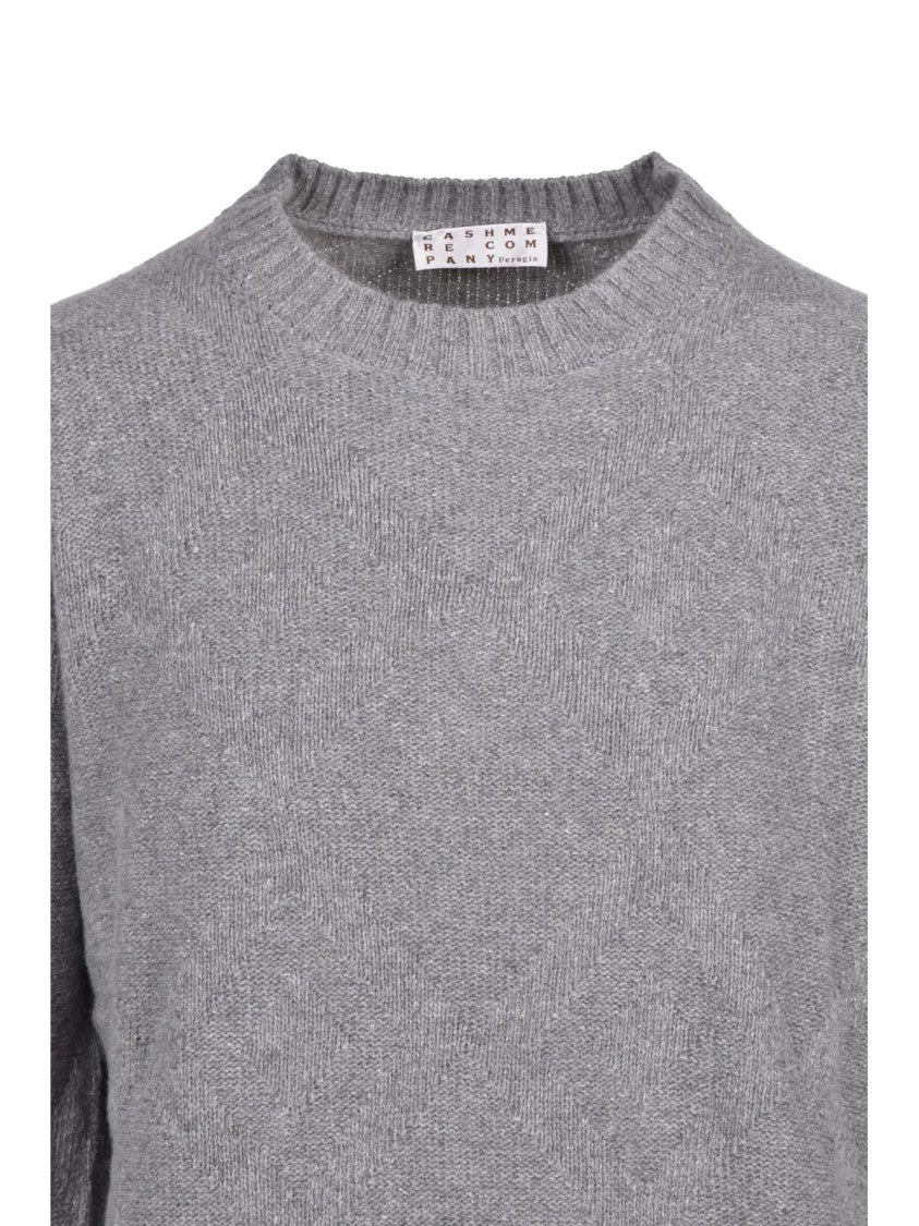 Cashmere Company P. Crew Neck Sweater With Tone-On-Tone Embroidery Detail