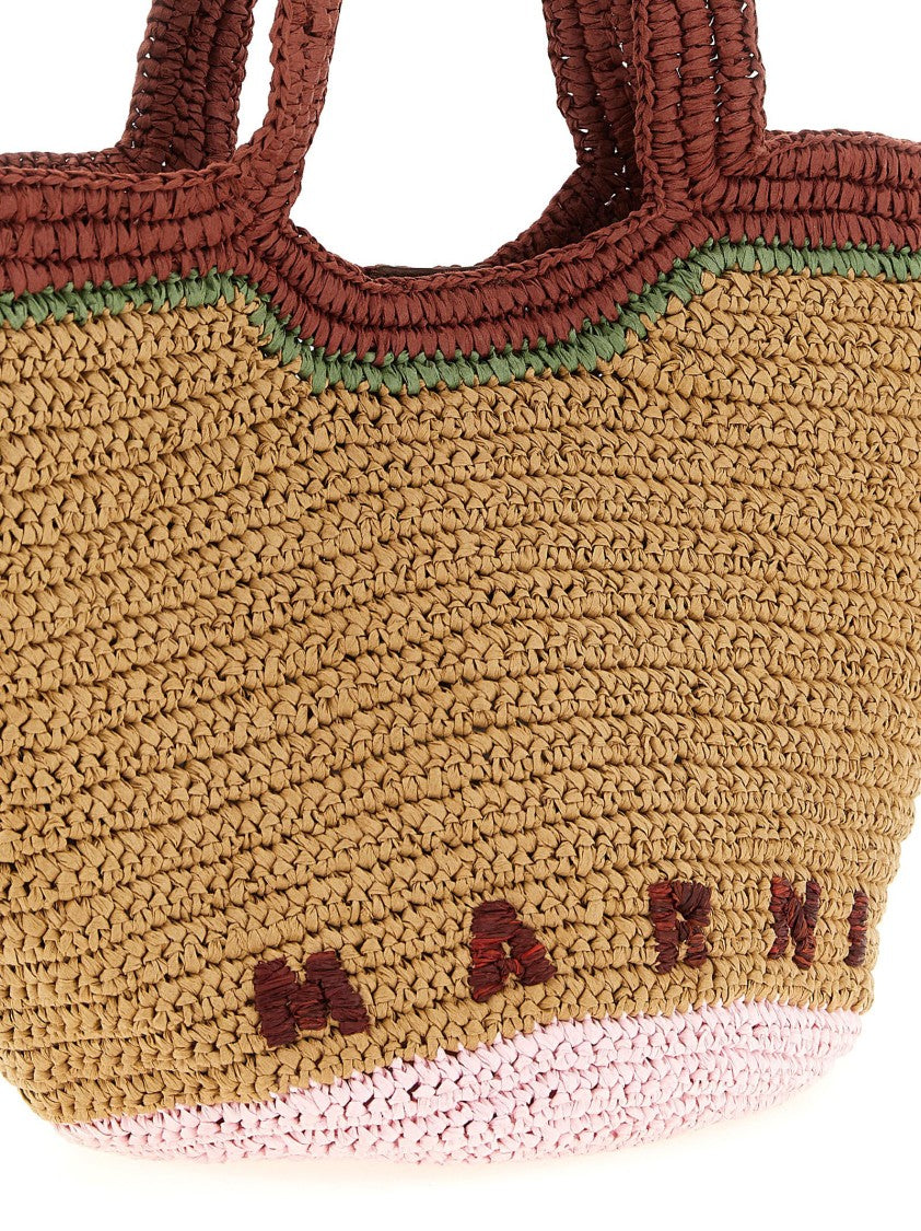 Marni Small 'Seaside' Hand-Woven Raffia Bag