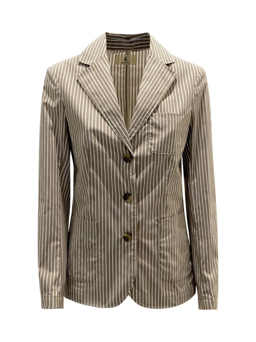Myths Taupe Stripes Cotton Blazer