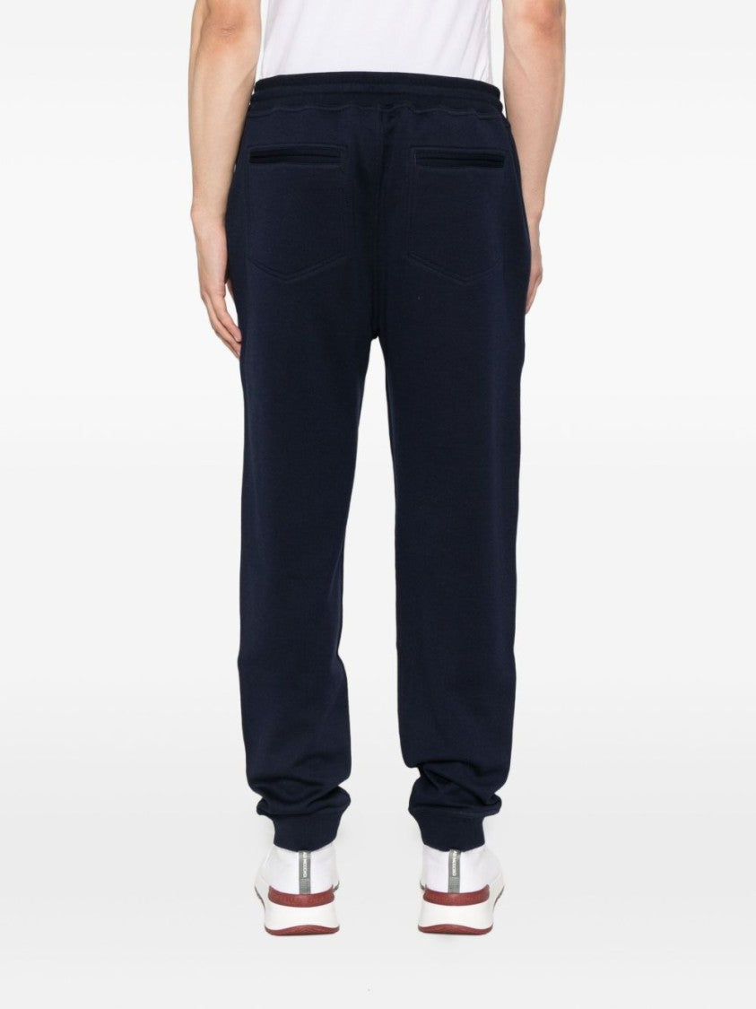 Brunello Cucinelli Navy Blue Trousers With Cuffed Hems