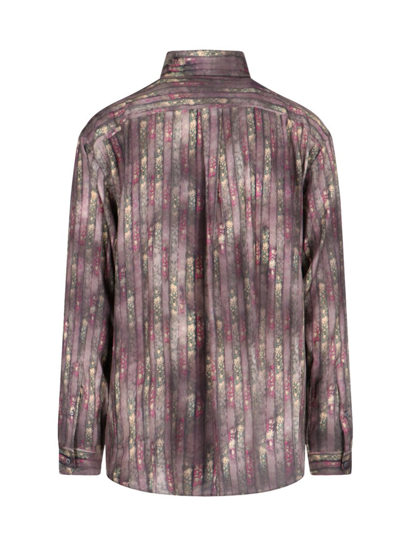 Y/Project Floral Motif Shirt In Brown Viscose
