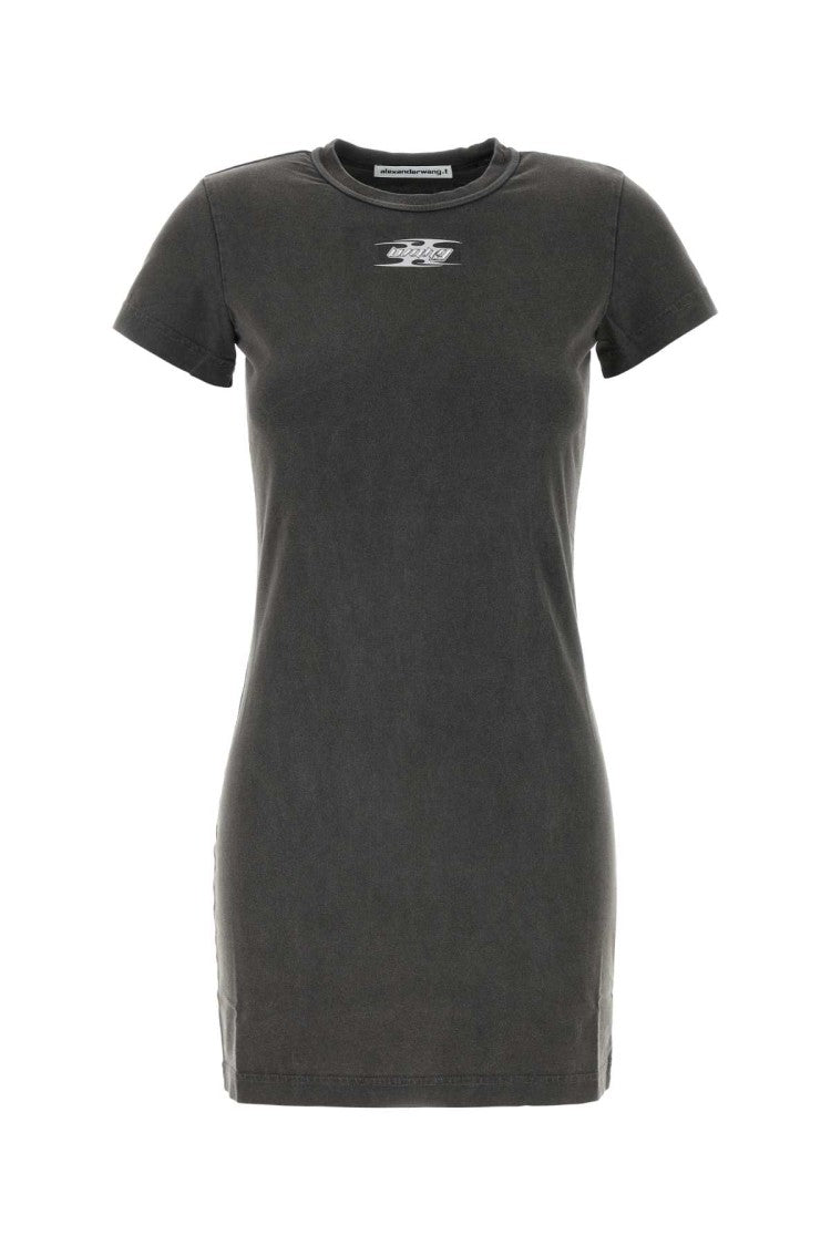T By Alexander Wang Charcoal Cotton T-Shirt Mini Dress