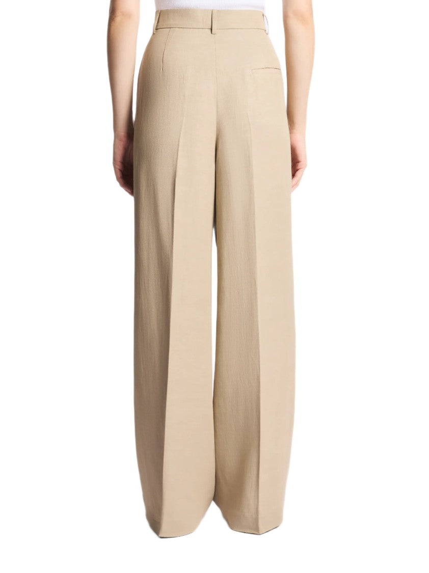 Fay Washed-Effect Viscose And Linen Gabardine Trousers With Metal Logo Detail