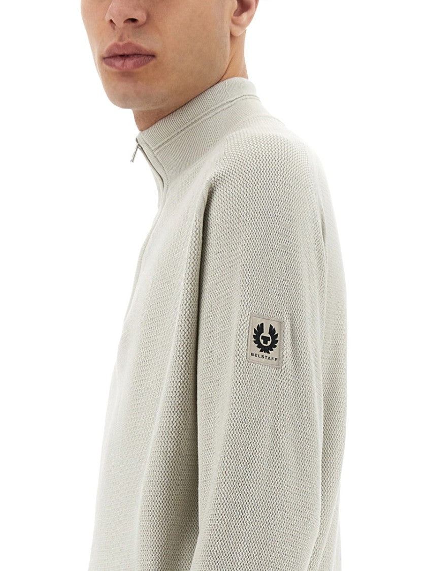 Belstaff Textured Cotton Shirt With High Collar