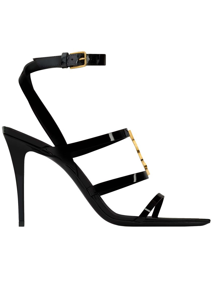 Saint Laurent Black Cassandra High-Heeled Patent Sandals