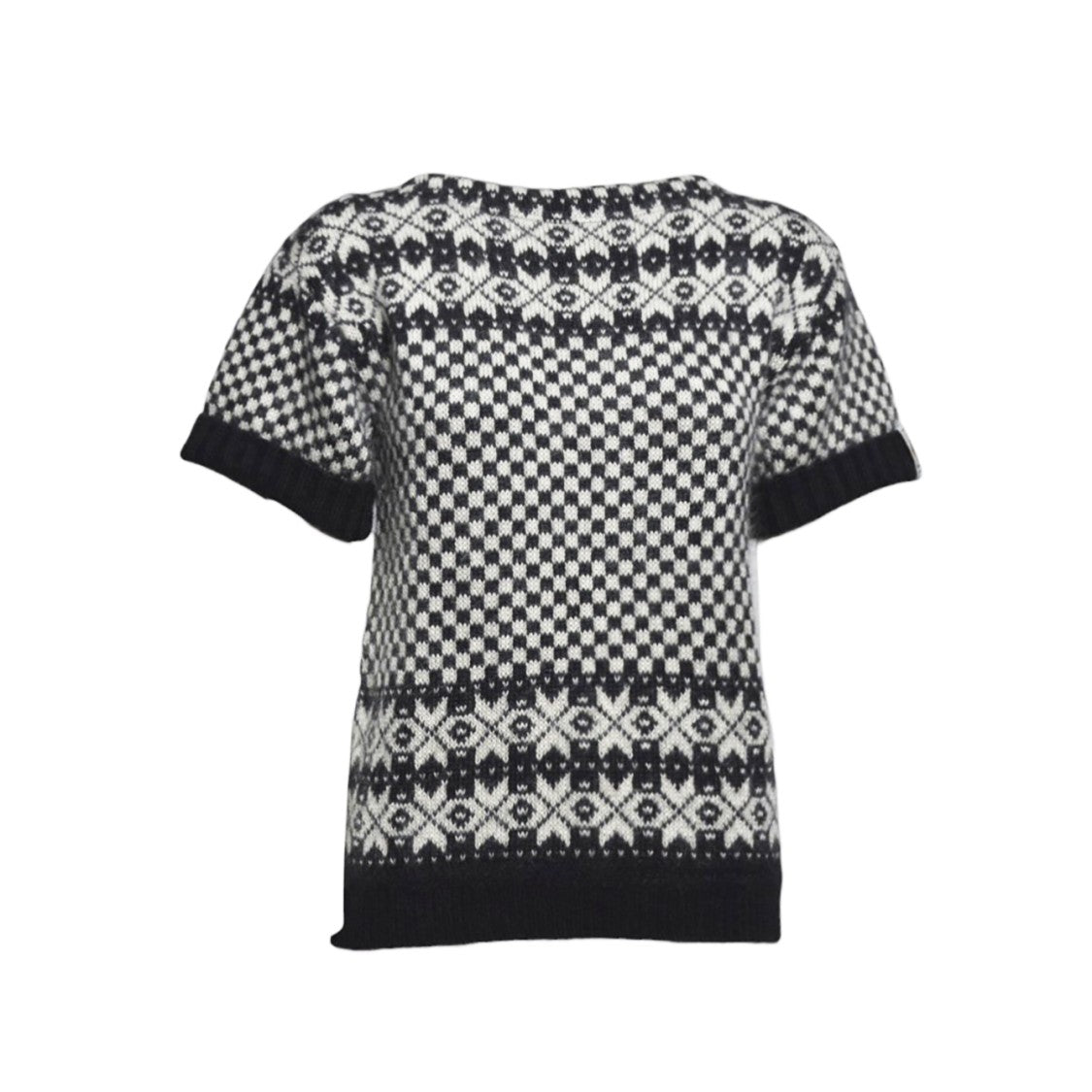Bally Black/White Checkered Silk And Mohair Top