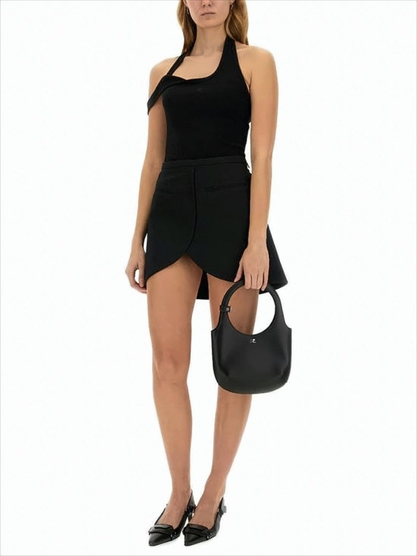Courrèges Asymmetrical Black Sleeveless Top With Edgy One-Shoulder Design