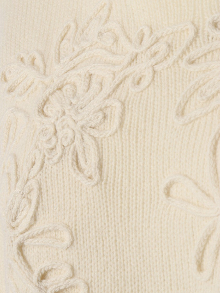 Ermanno Scervino High-Neck Wool Knit Sweater With Ribbed Texture