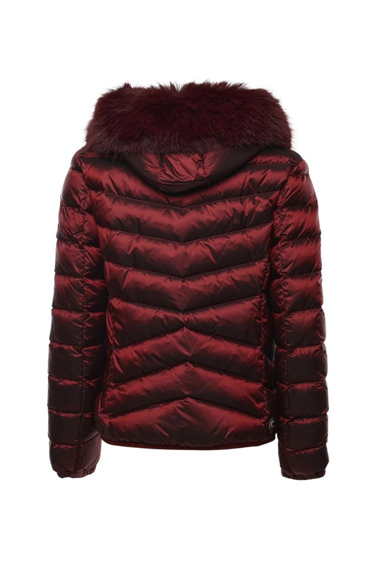 Colmar Burgundy Hooded Chevron-Quilted Polyamide Puffer Jacket