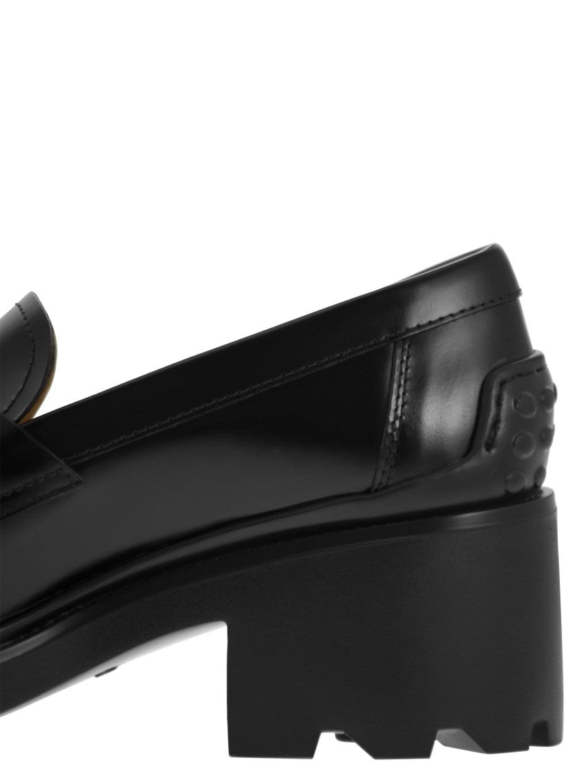 Tod's Leather Moccasin With Carrarmato Bottom
