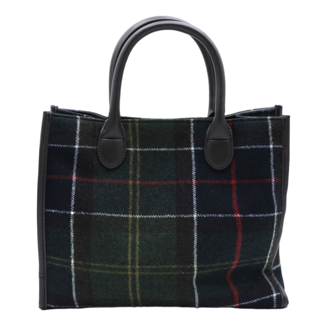 Barbour Barrhill Tartan Fabric Accented Tote Bag