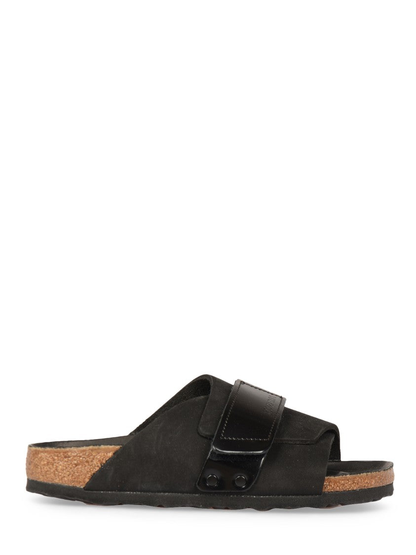 Birkenstock Contoured Black Leather Slip-On Sandals