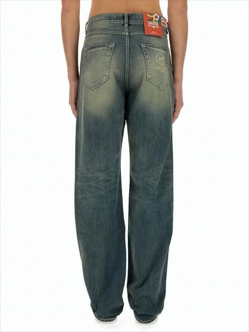 Kenzo Relaxed Fit Denim Pants With Vintage Wash Effect