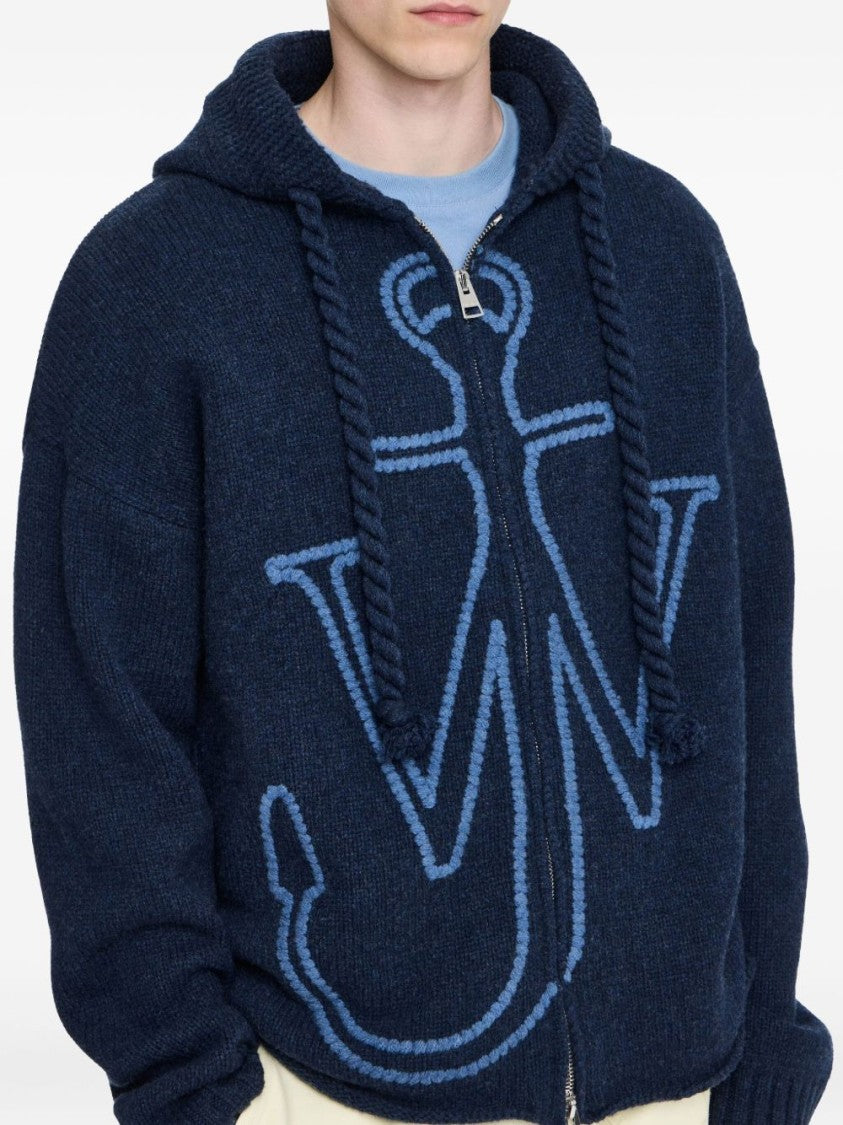 J. W. Anderson Zip-Up Hooded Sweater With Contrasting Logo