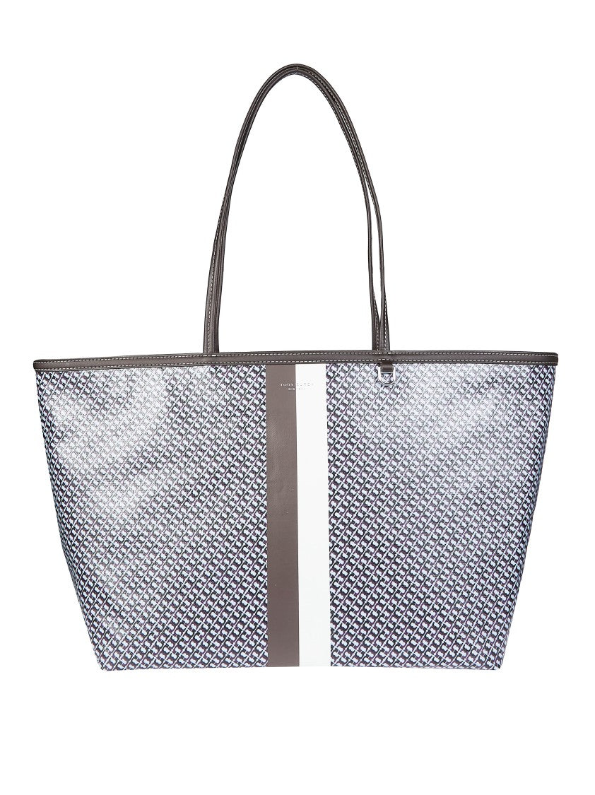 Tory Burch Grey Racer Cotton-Blend Tote Bag