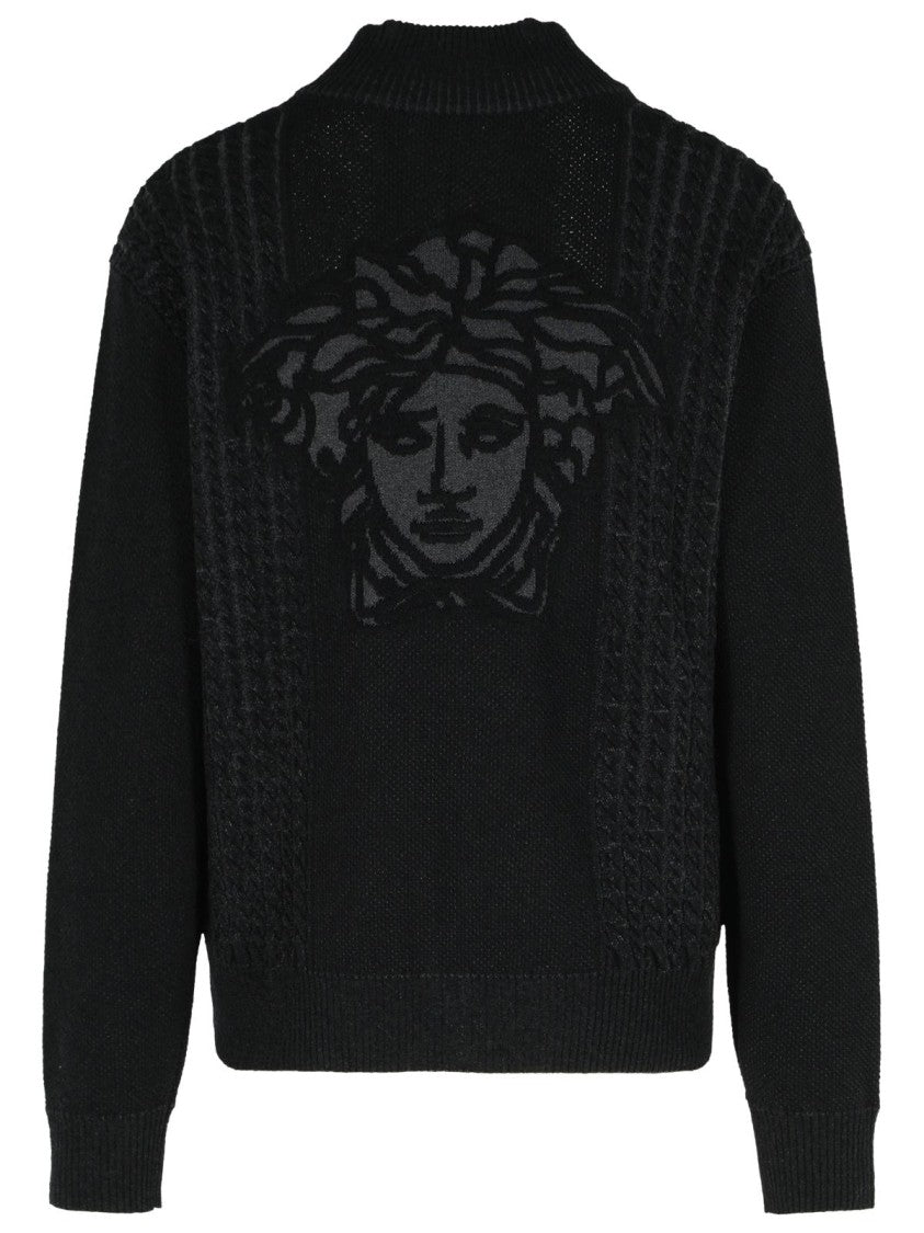 Versace Black Cotton Blend Sweater