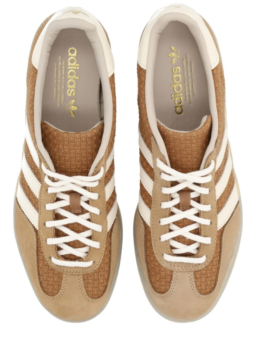 Adidas Originals Low-Profile Beige Sneakers With Textured Upper And Gold Accents
