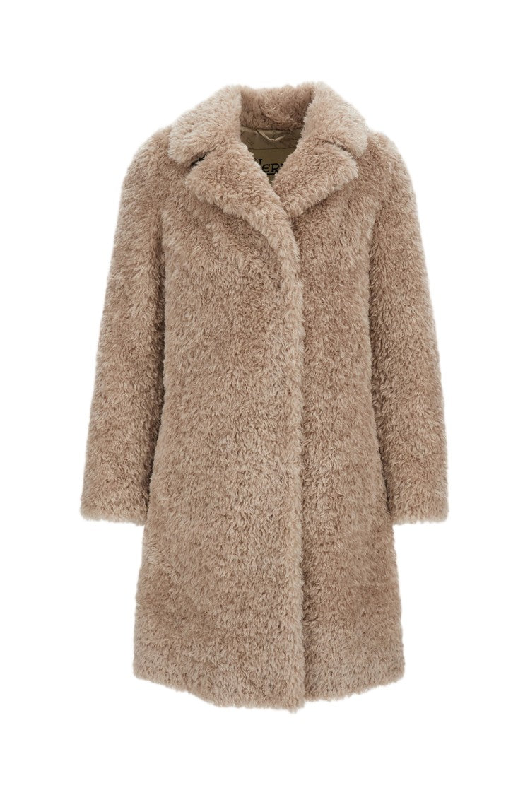 Herno Beige Faux Fur Lapels Coat
