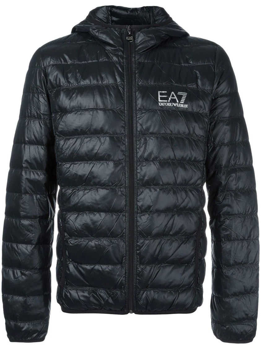 Ea7 Emporio Armani Quilted Black Jacket With Down Insulation