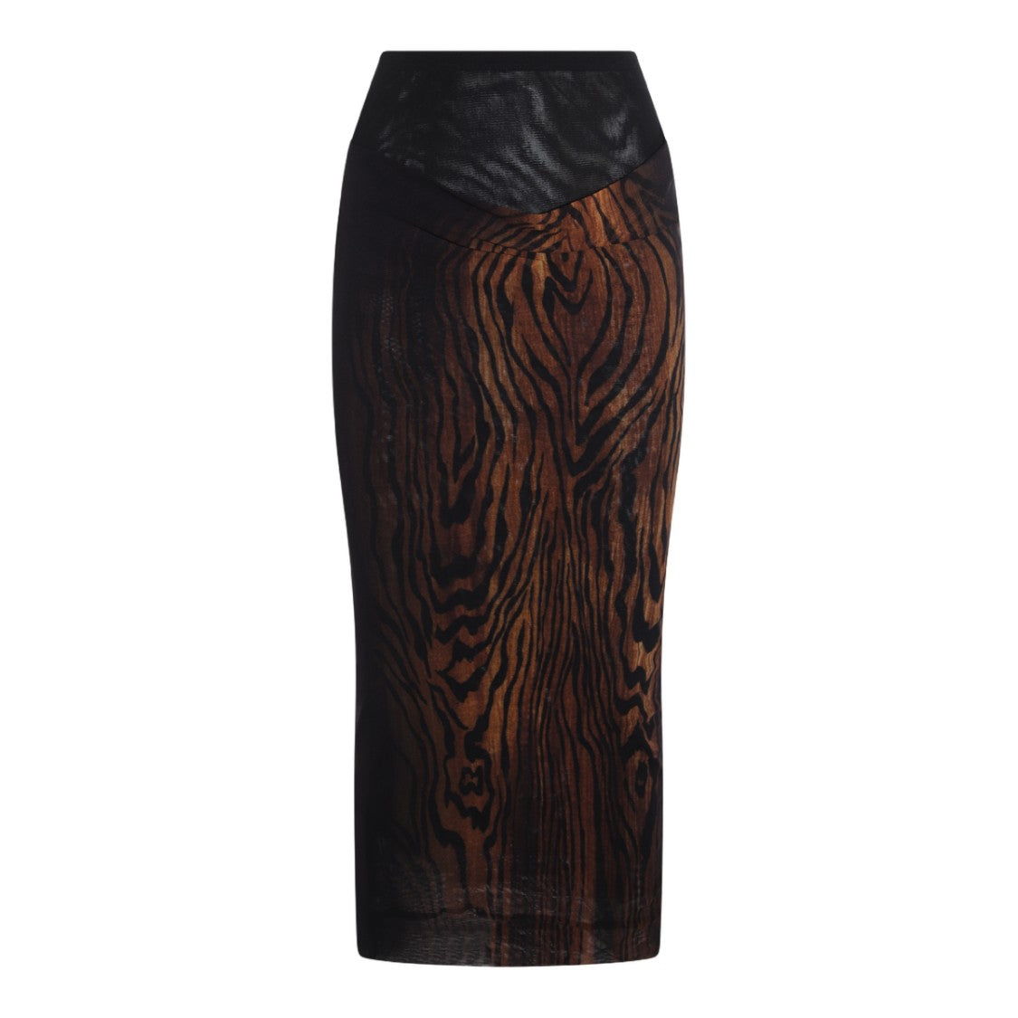 Jean Paul Gaultier High-Waisted Midi Skirt With Wood Grain Pattern