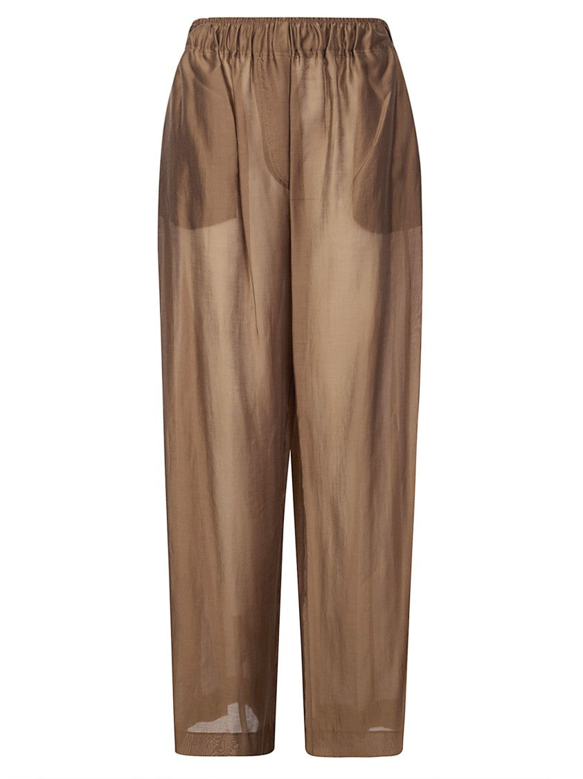 The Latest Beige Dora Lightweight Muslin Wide-Leg Trousers