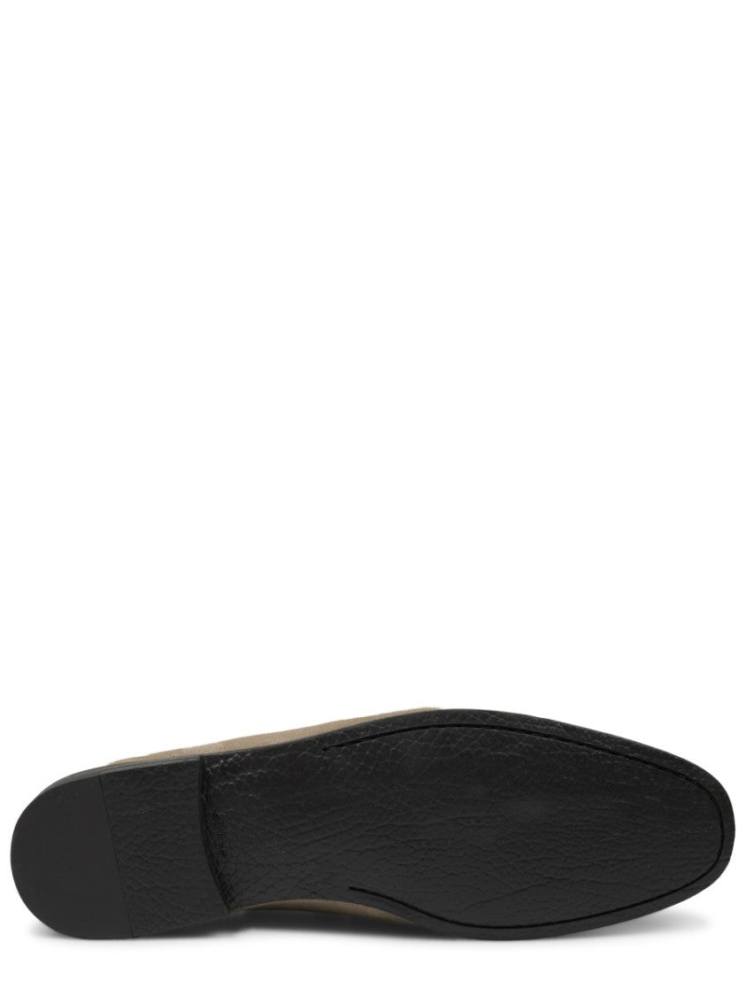 Mille885 Taupe Suede Penny Loafers