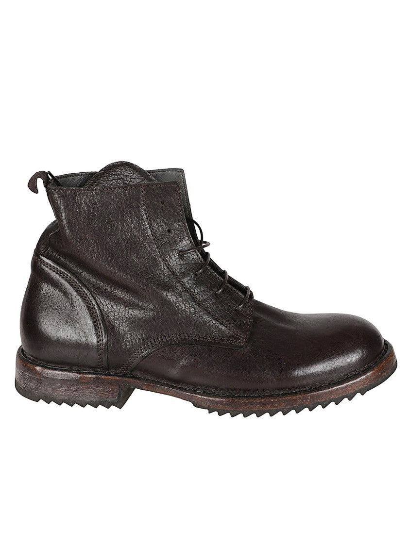 Moma Lace-Up Calf Leather Ankle Boots With Ridged Sole