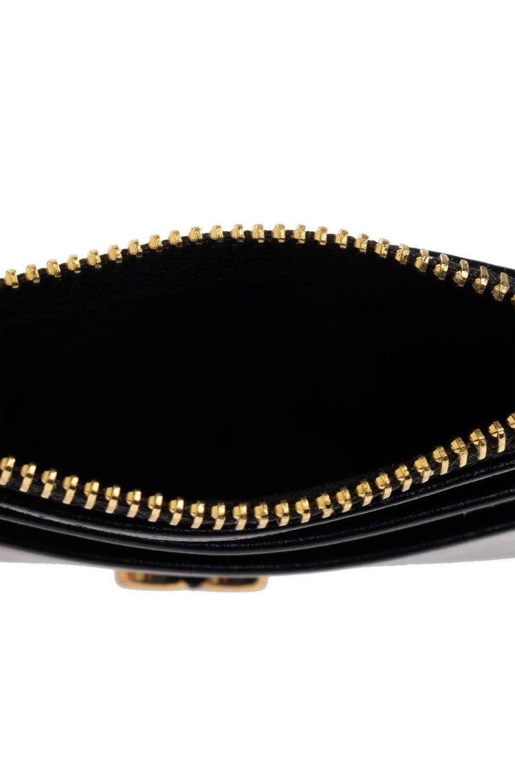 Ami Compact Calf Leather Wallet With Zippered Compartment