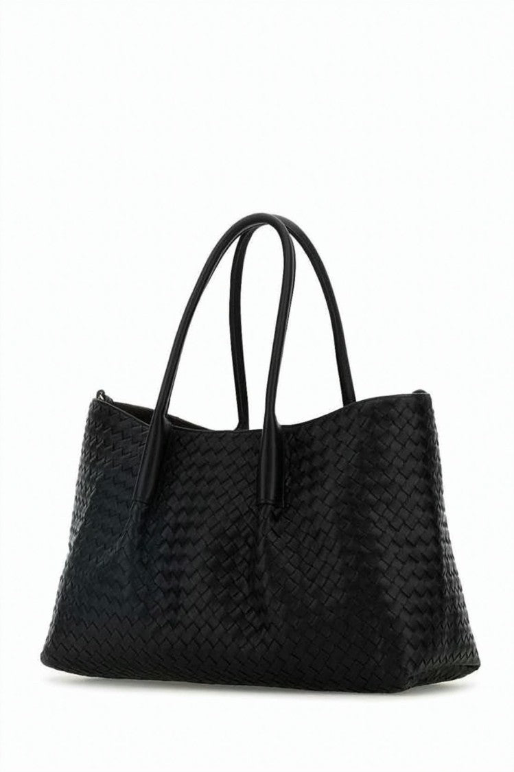 Bottega Veneta Large Woven Calf Leather Shoulder Bag With Suede Lining