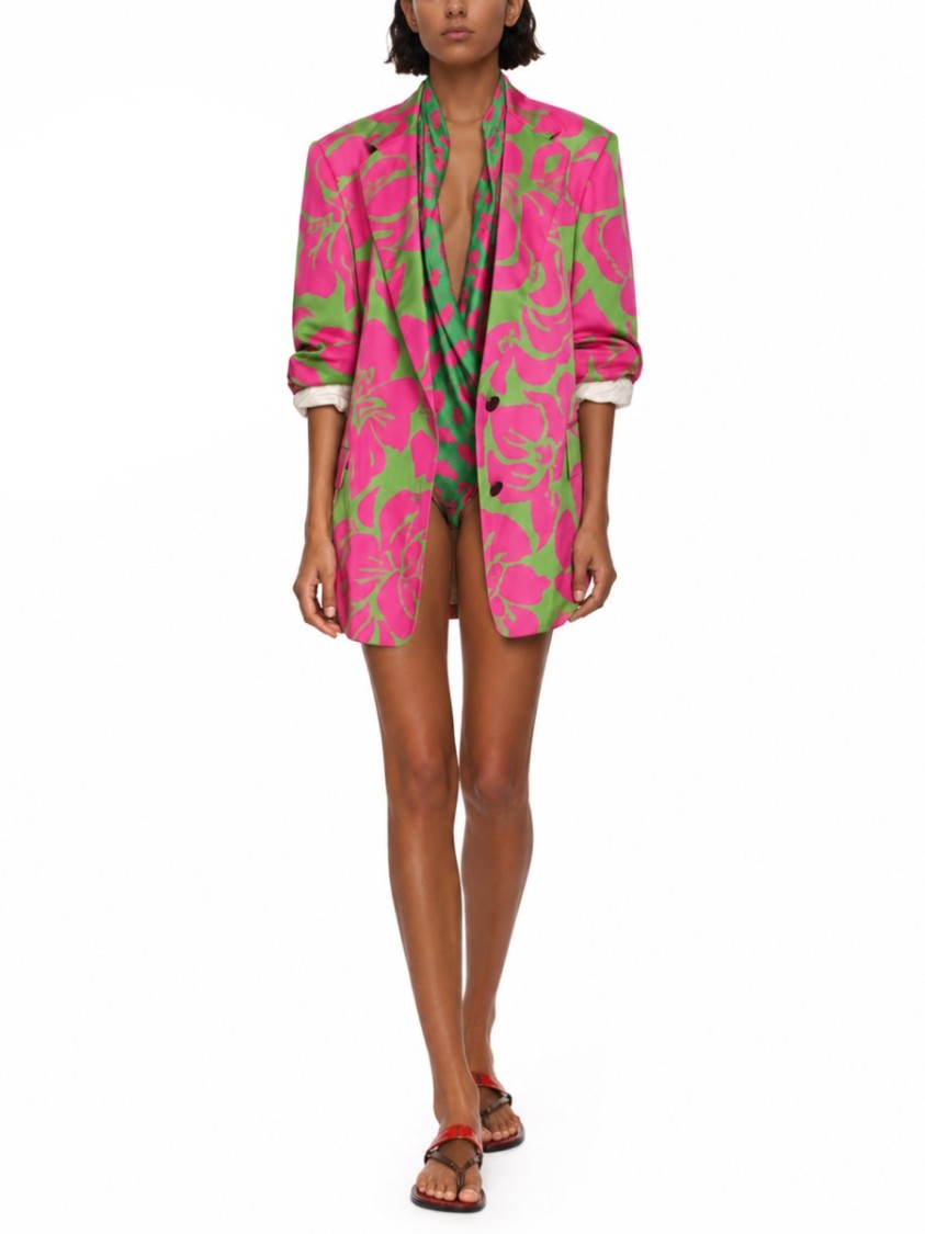 Dries Van Noten Basti Single-Breasted Oversized Floral Viscose Blazer