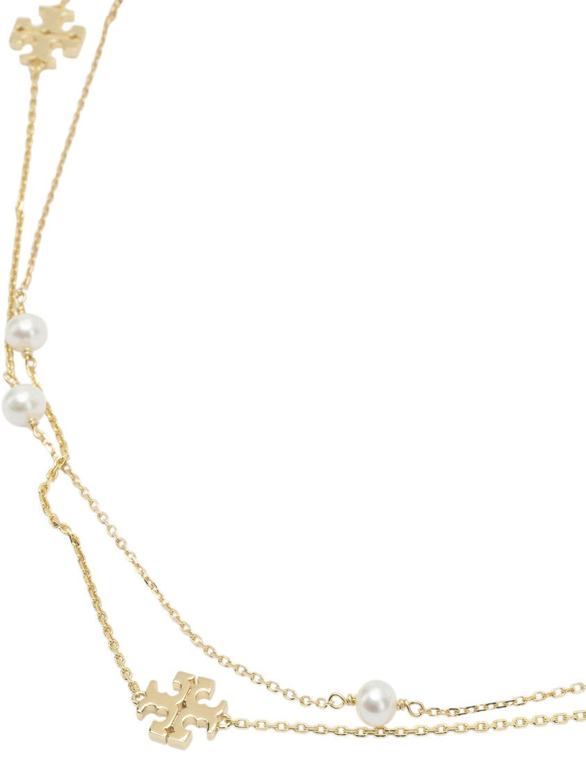 Tory Burch Double-Layered Gold Necklace With Cultured Pearls