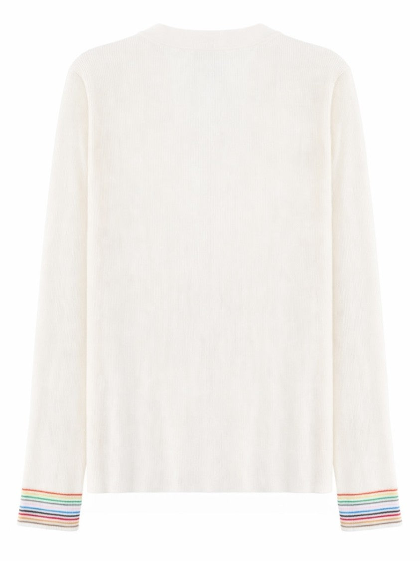 Paul Smith Neutrals Deep V-Neck Buttoned Cotton Sweater