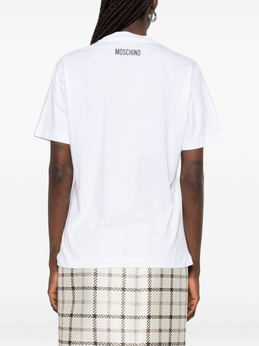 Moschino White Graphic Print Short Sleeve Top