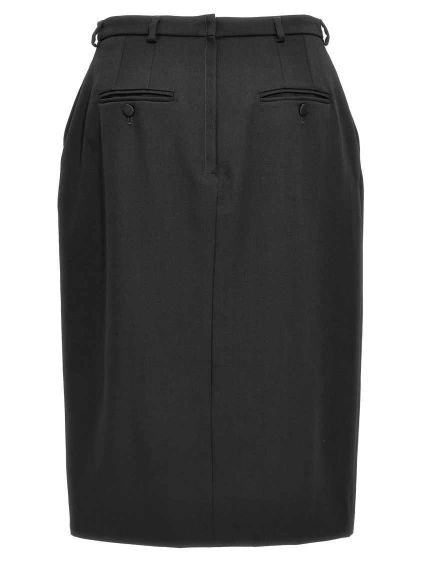 Dolce & Gabbana Wool Skirt With Front Split And Discreet Back Zip Closure