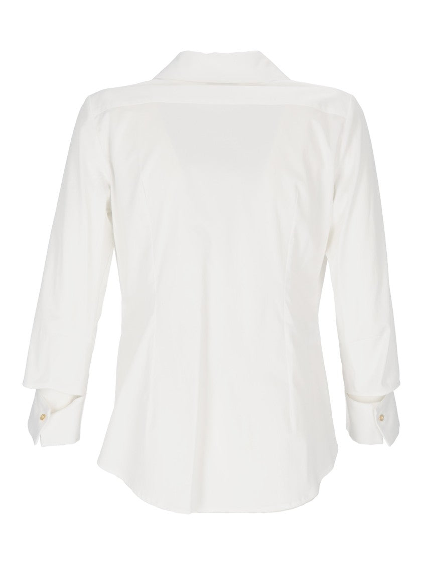 Elisabetta Franchi Tailored Blouse With Deep V-Neckline And Metallic Accents