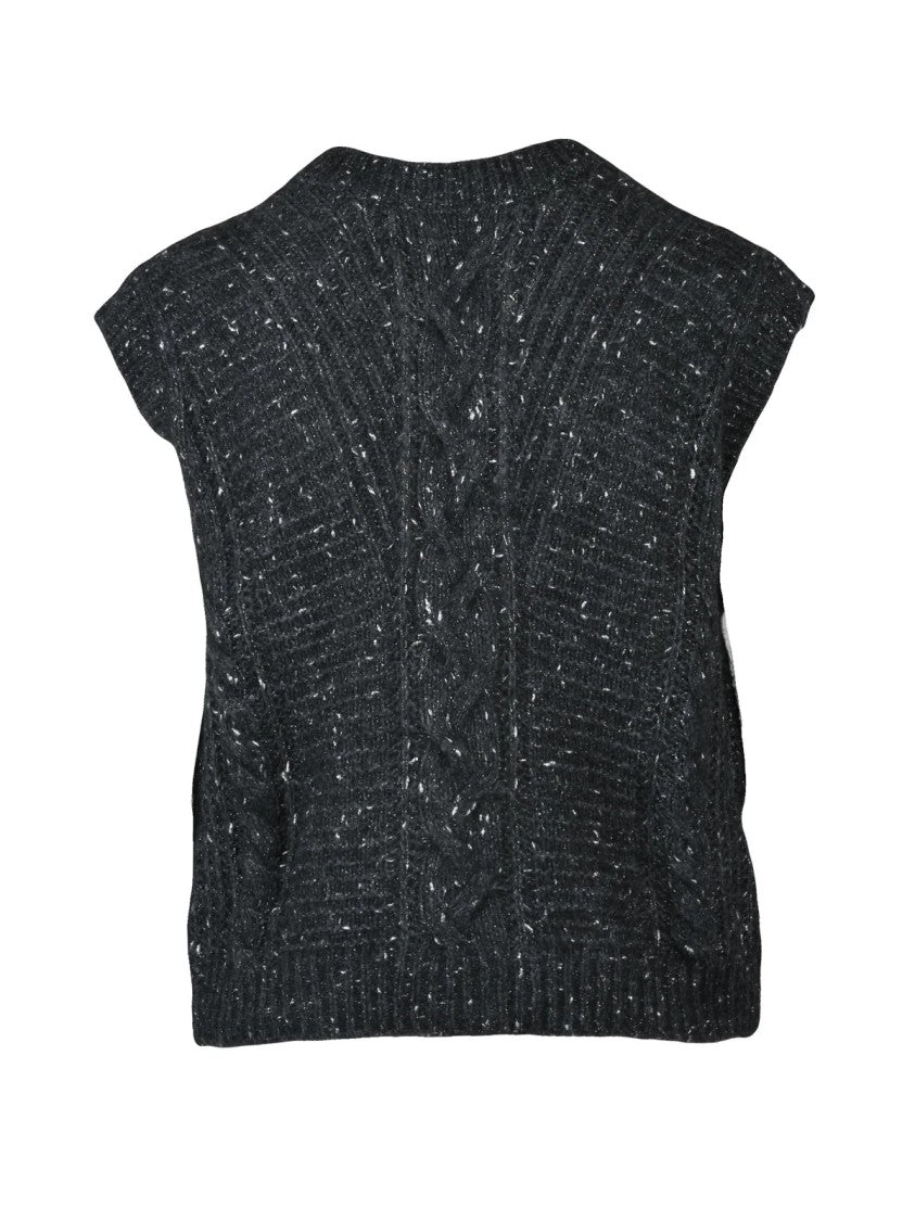Max Mara Grey Taffy Cable-Knit Metallic Alpaca-Blend Sweater