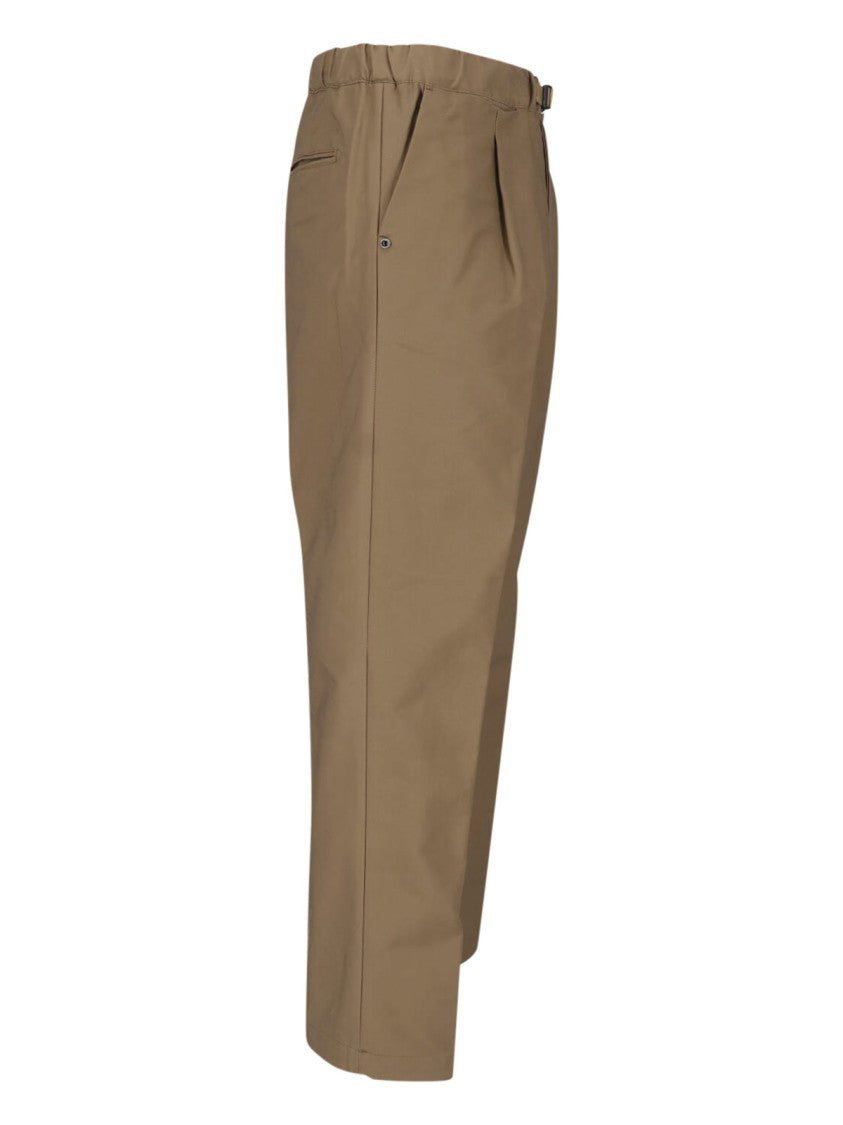 White Sand Brown Cotton Velvet Mid-Rise Straight-Leg Pants