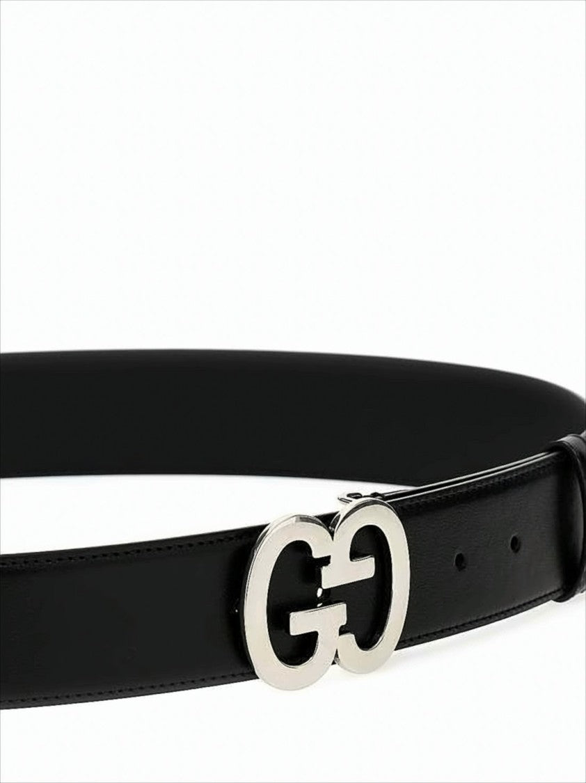 Gucci Black Leather Belt With Double G Buckle