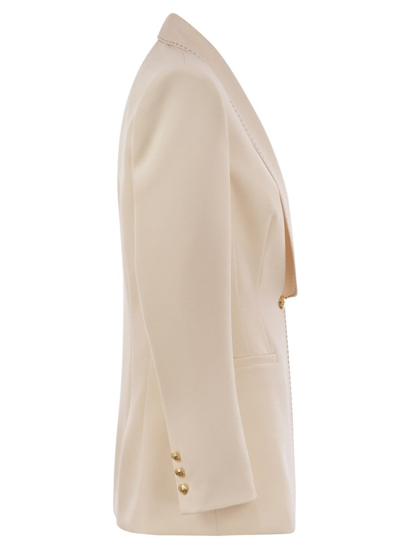 Elisabetta Franchi Crepe Jacket With Contrasting Topstitching