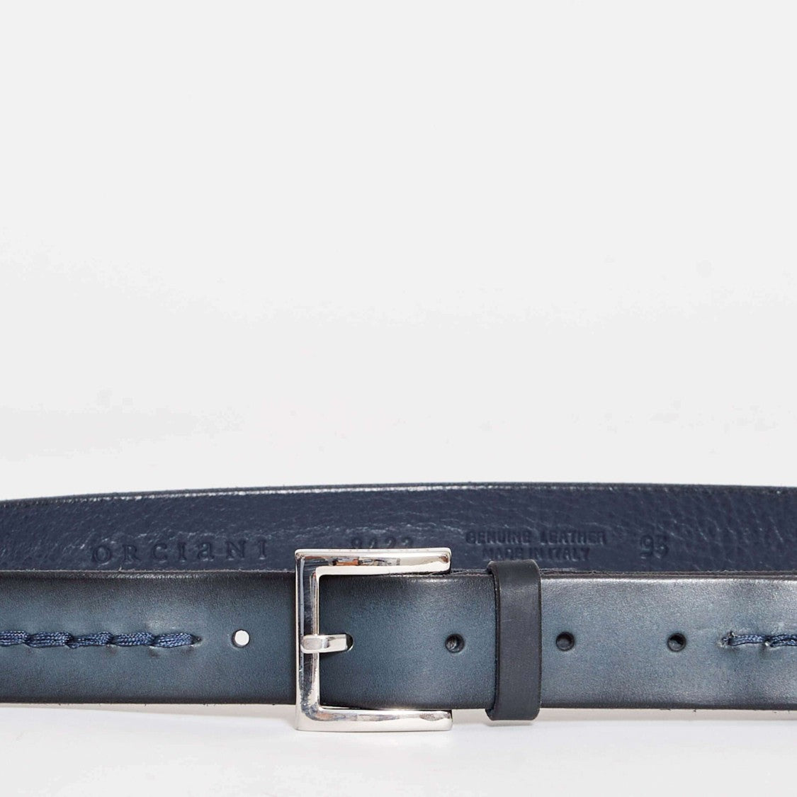 Orciani Blue Leather Belt With Silver Square Buckle